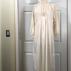 Vintage Christian Dior Saks 5th Avenue Lace Slits Nightgown Dress Beige
